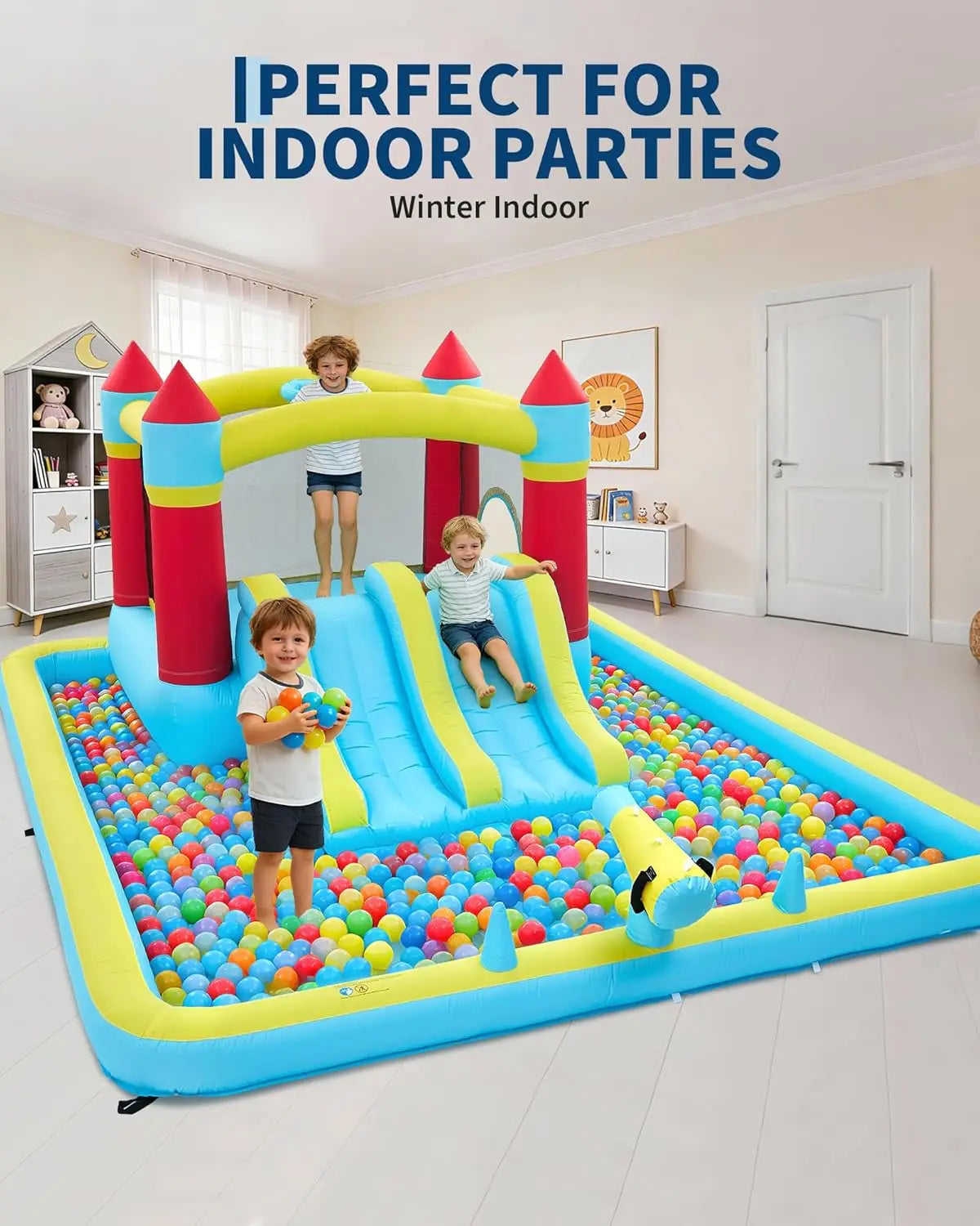 Commercial Inflatable Bounce House With Double Slide And Air Blower