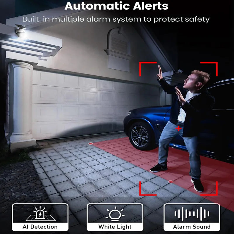 Renewed AOSU 3MP Solar Security Camera 5000mAh Battery Two Way Audio PTZ