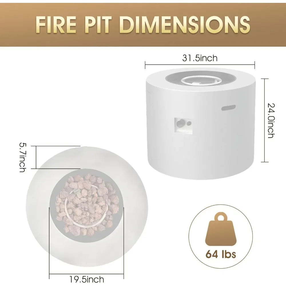 32 Inch Square Propane Fire Pit Table 50000 BTU Alloy Steel Outdoor Gas Fire Pit