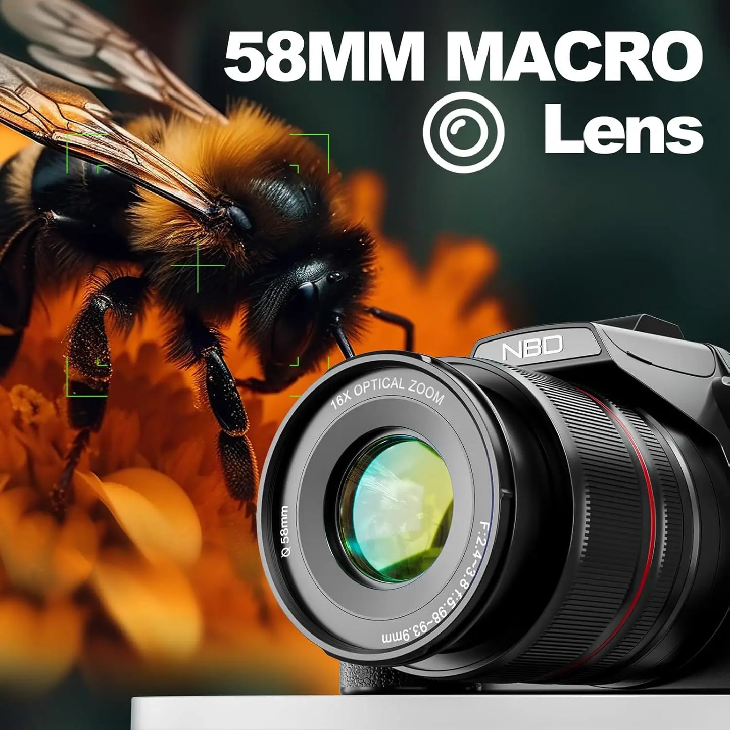 NBD 5K Digital Camera With 16x Optical Zoom WiFi App Control 180 Flip Screen