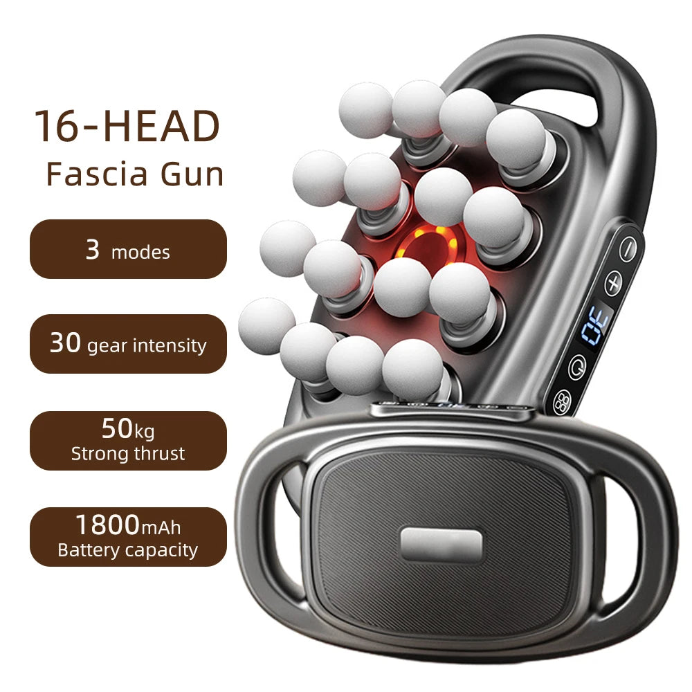 16 Head Fascia Gun High Frequency Vibration Massage For Back Neck Shoulders