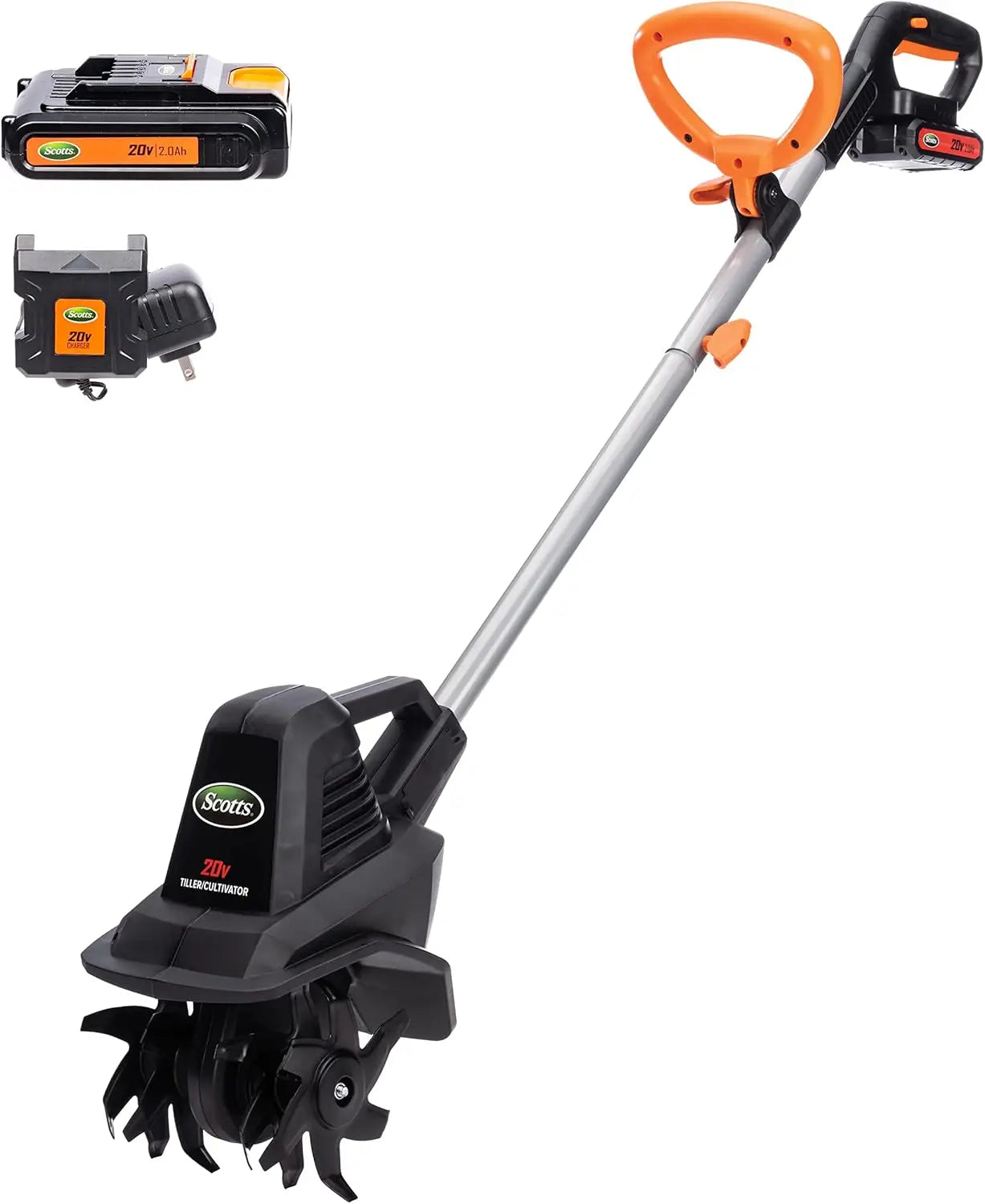 20V Cordless Garden Tiller 7.5 Inch Width with 2Ah Battery and Fast Charger