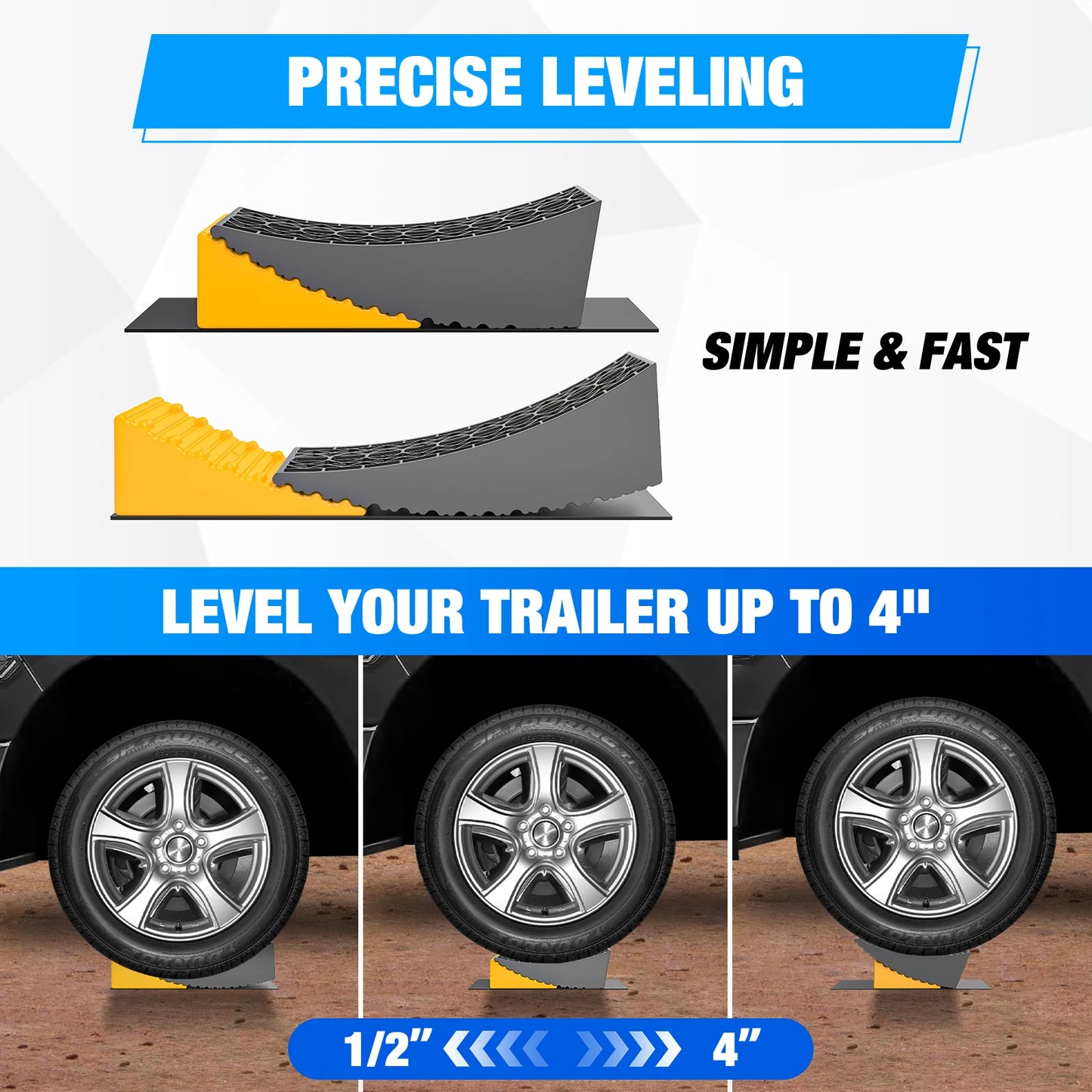 Nilight RV Leveler 2 Pack Camper Leveling Blocks Dual Axles Up To 35000 Lbs