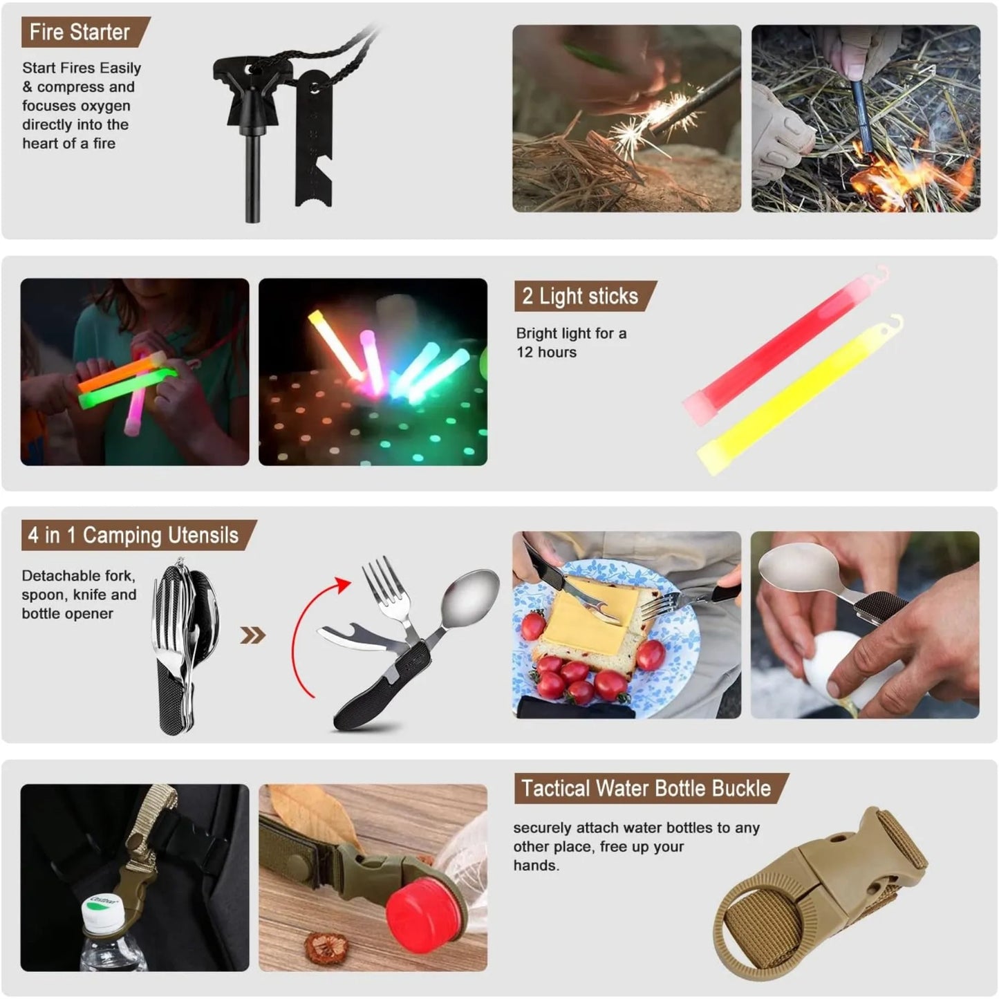 238 Piece Emergency Survival Kit With Tactical Molle Pouch And Earthquake Tent