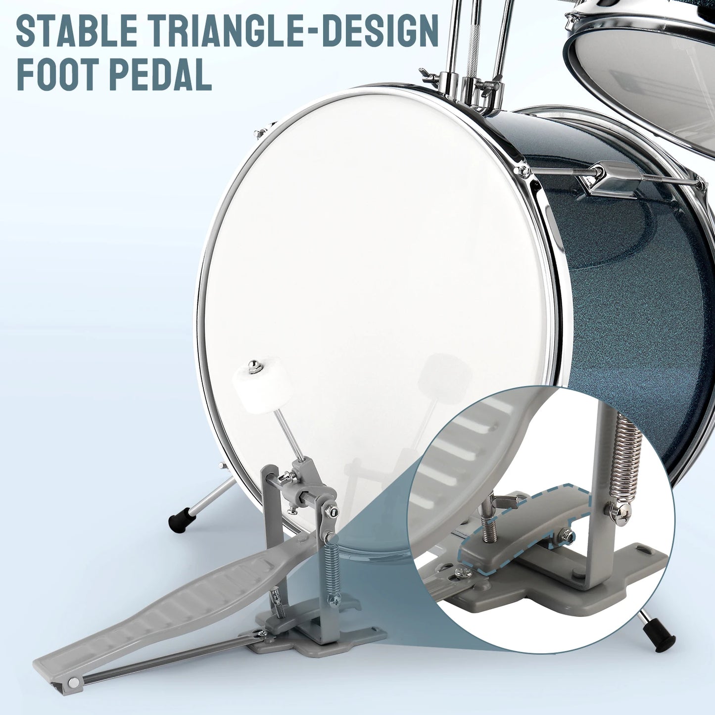 14 By 10 Inches Junior Kids Drum Set 3 Piece With Pedal Sticks Stool