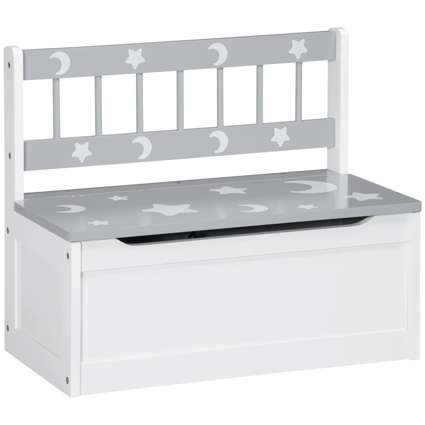 Toy Chest Storage Bench Cabinet Pneumatic Rod Grey Kids