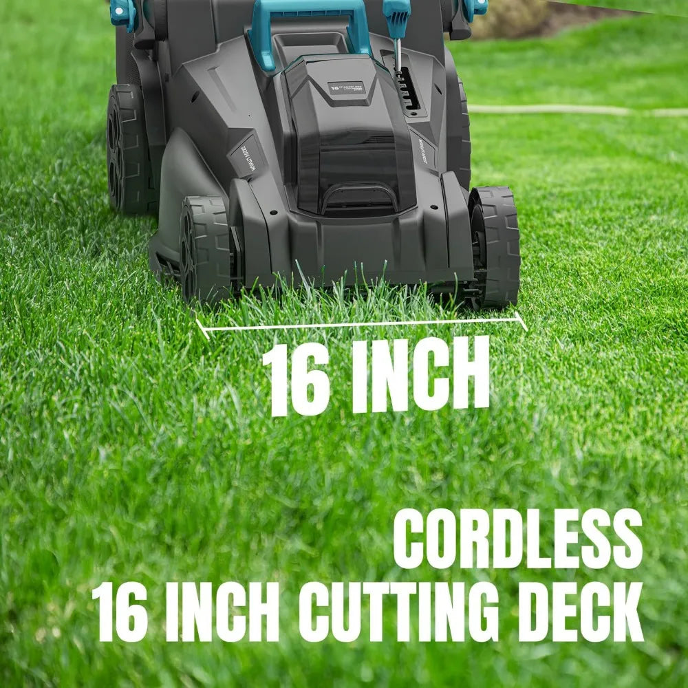 Cordless 2x20V 16 Inch Push Lawn Mower 6 Position Height
