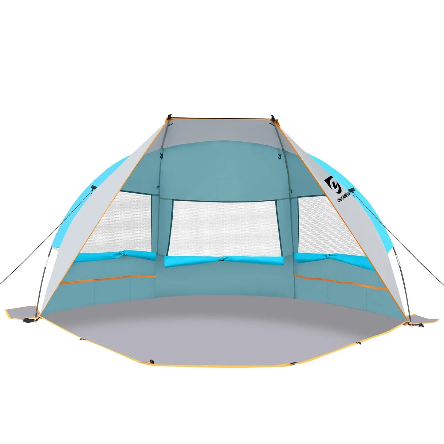 Beach Tent 3 Person UPF 50 Plus Waterproof PE Floor with 3 Mesh Roll Up Windows
