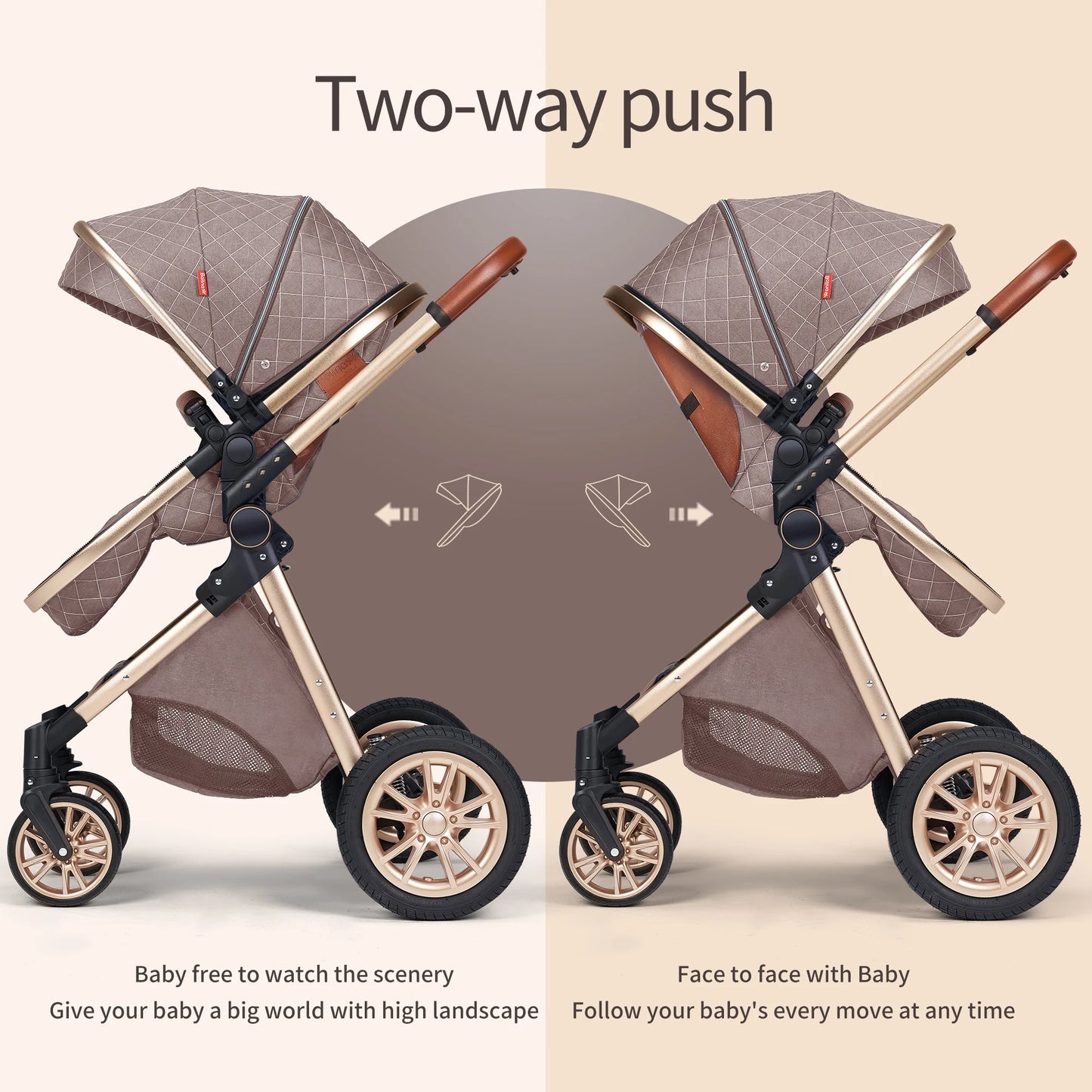 Vista Three In One Stroller Luxury Pram With Reversible Parent Facing Seat