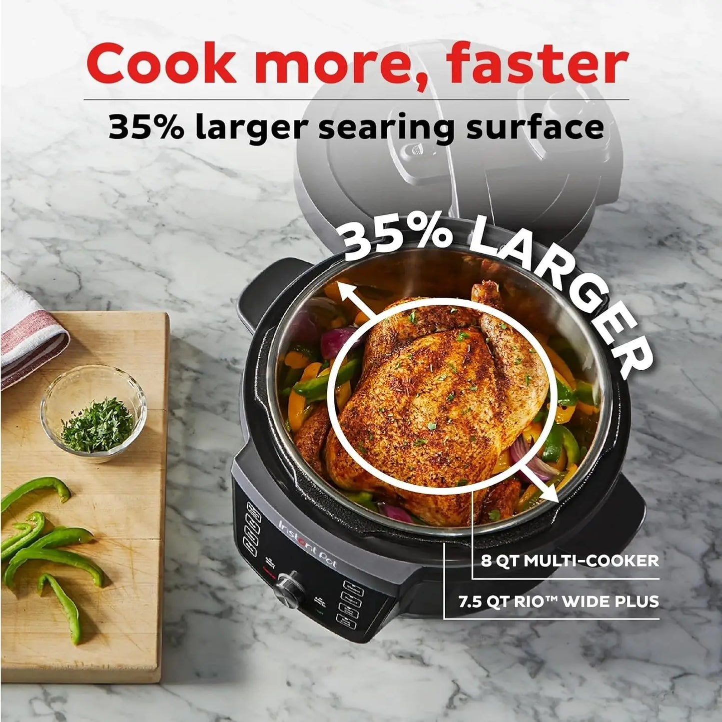 RIO Wide Plus, 9-in-1 Electric Pressure Cooker, 35% Larger Cooking Surface, WhisperQuiet Steam Release, Multi-Cooker, Slow Cook
