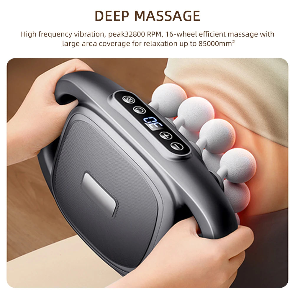 16 Head Fascia Gun High Frequency Vibration Massage For Back Neck Shoulders