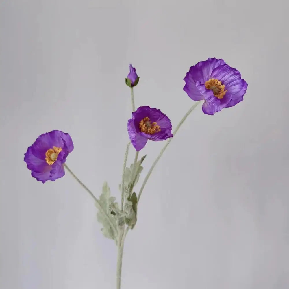 4 Head Poppy Artificial Flowers Bouquet For Home Decor Wedding Party Diy