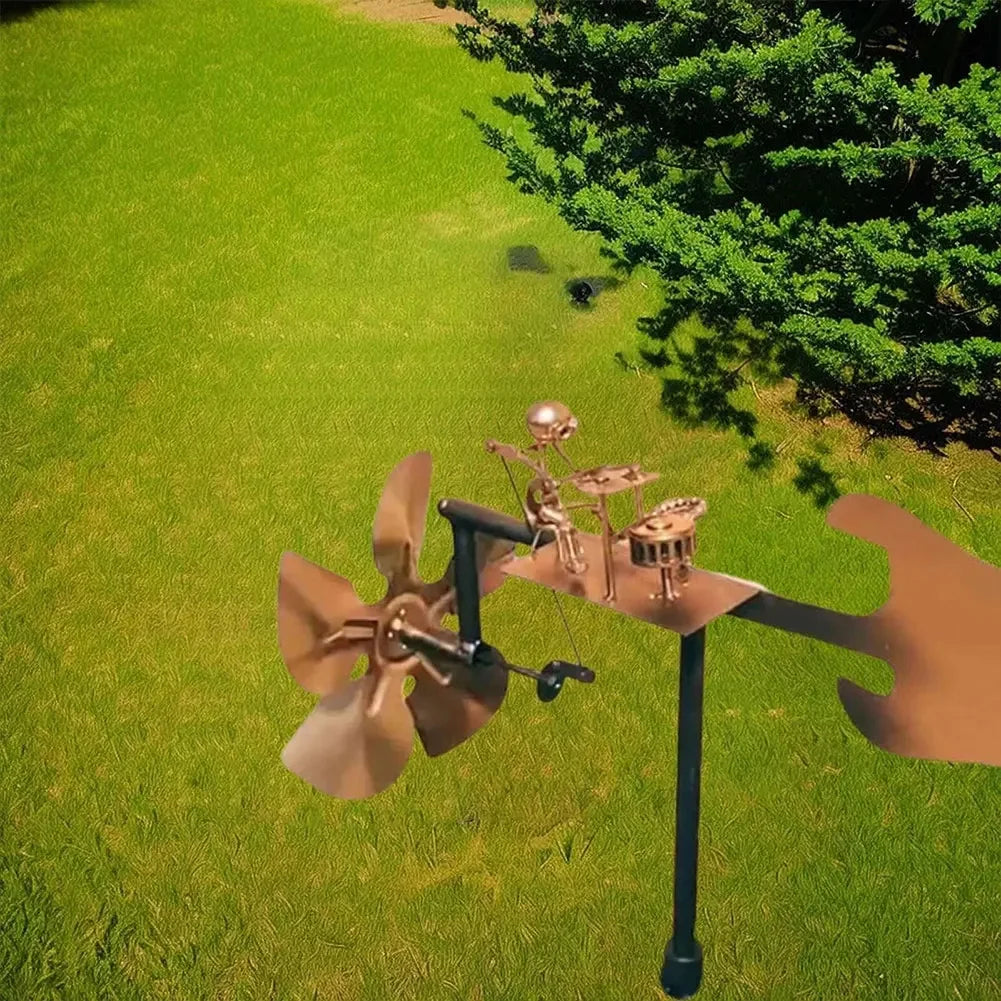 Drummer Windmill Handmade Metal Percussionist Figurine Rockin Art Garden Decor for Music Lovers & Collectors Yard Ornaments