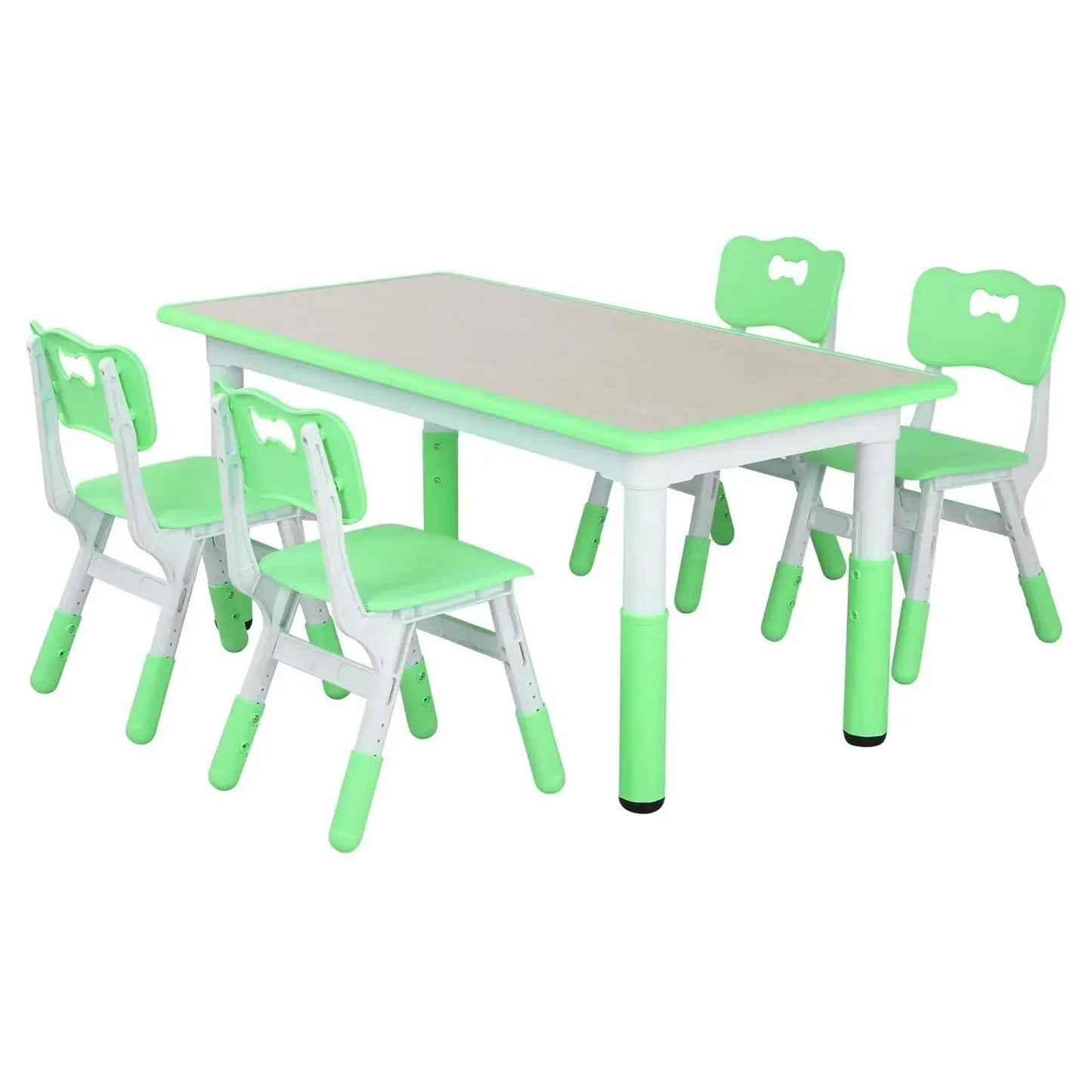 Kids Table And 4 Chairs Set Height Adjustable Graffiti Desktop Non Slip Legs
