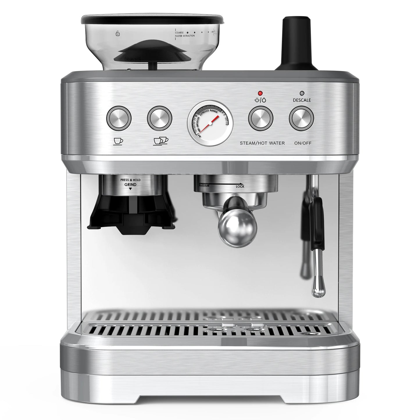 Espresso Machine With Grinder Stainless Steel 15 Bar Coffee Maker With Milk Frother