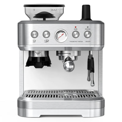 Espresso Machine With Grinder Stainless Steel 15 Bar Coffee Maker With Milk Frother