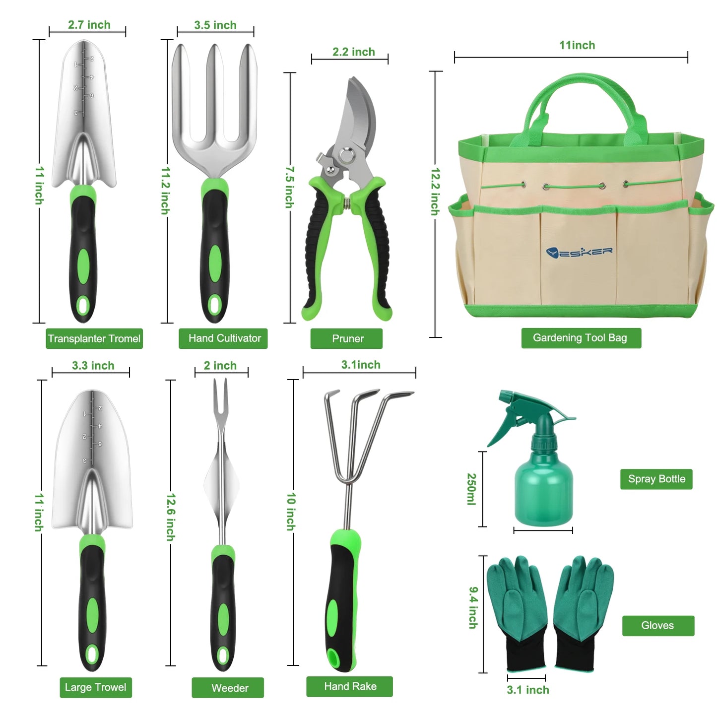 Gardening Tools Heavy Duty Garden Tool Set Gardening Supplies Gifts for Women Men Gardening Hand Tool Kit with Non-Slip Ergonomic Handle, Garden Bag, Durable Gloves and Shears