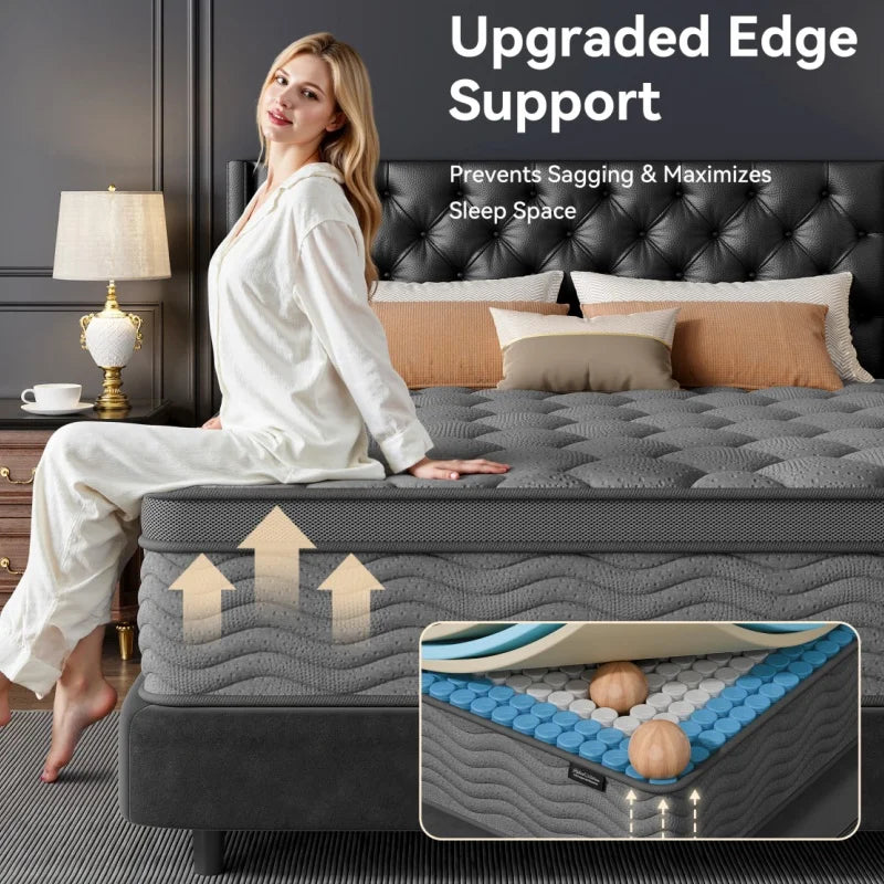 Madevos 10 Inch Hybrid Mattress In A Box Full Size Medium Firm Memory Foam Pocket Springs