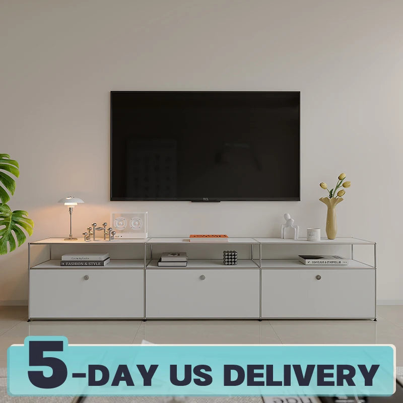 Modern Stainless Steel TV Stand With Storage Cabinets For Living Room Corner