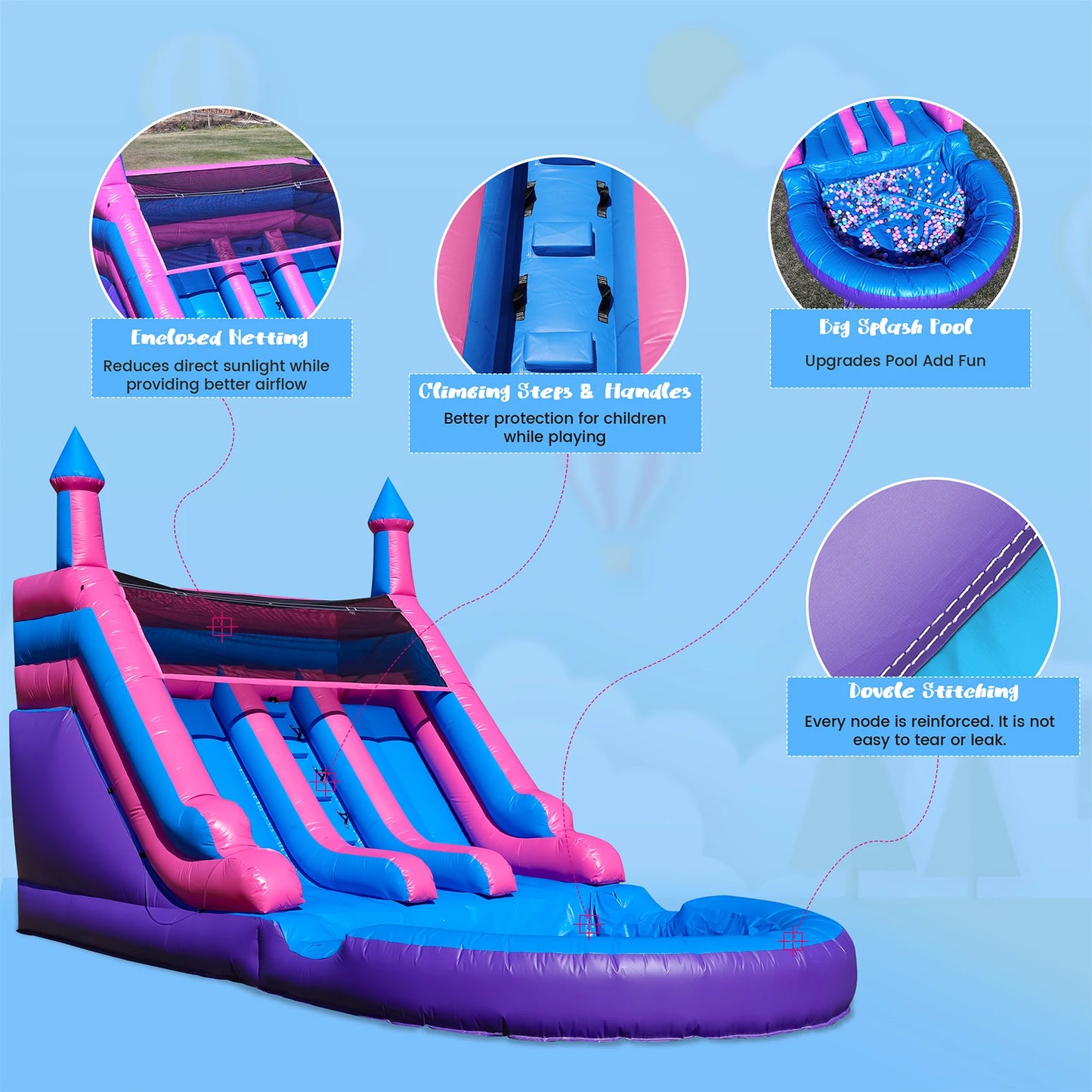 6.4m Commercial PVC Inflatable Water Slide With Blower