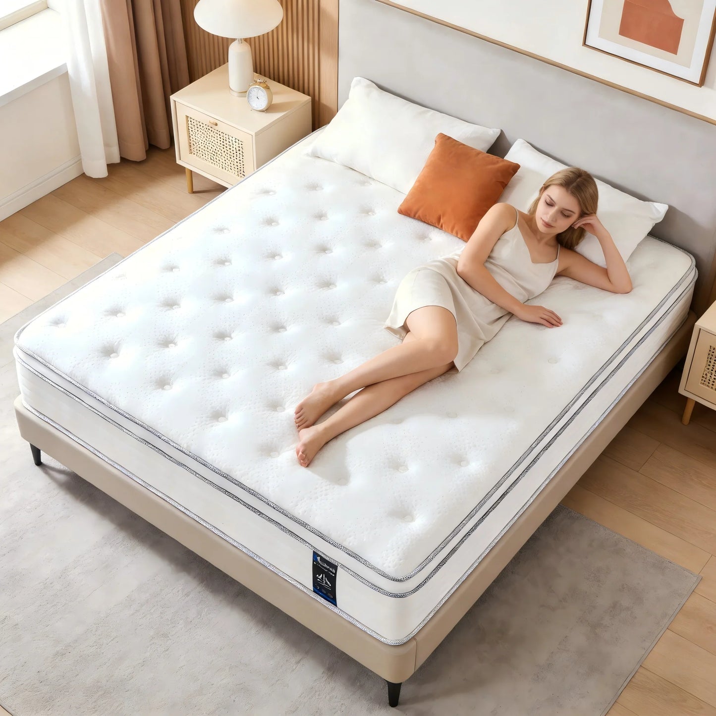 Madevos 10 Inch Hybrid Mattress In A Box Full Size Medium Firm Memory Foam Pocket Springs