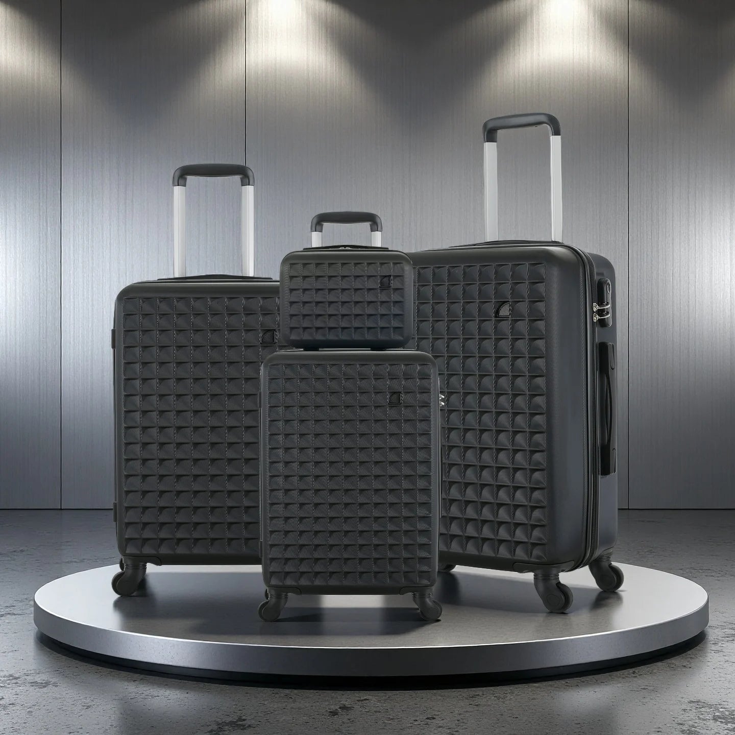 4 Piece ABS Hardside Spinner Luggage Set 18 23 27 13 Cosmetic Case 3 Digit Lock