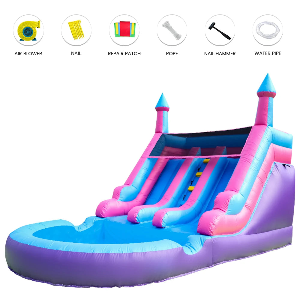 6.4m Commercial PVC Inflatable Water Slide With Blower
