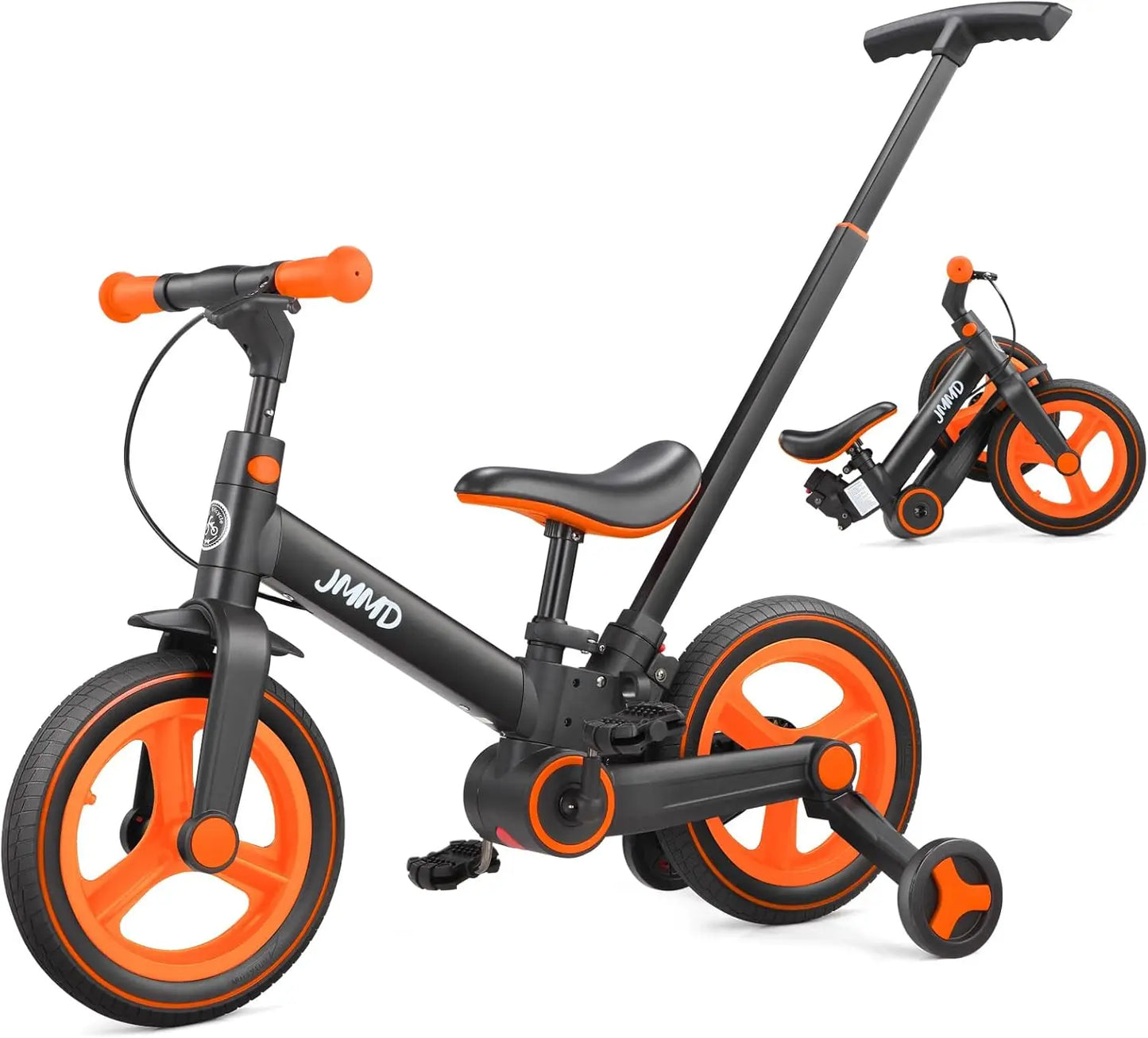 Toddler Bike With Push Handle 6 In 1 Foldable Bike Pedals Training Wheels