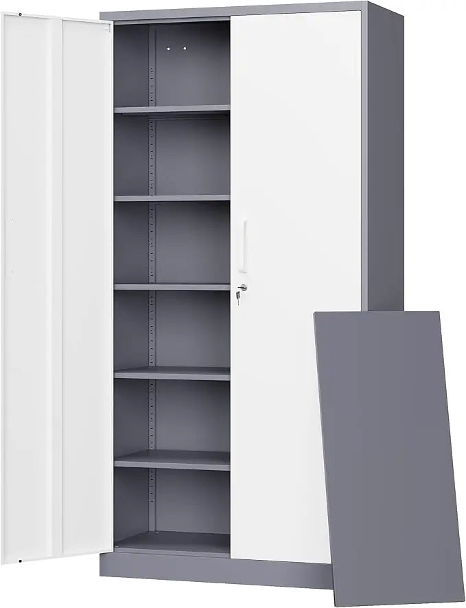 Metal Garage Storage Cabinets With Lock Door And Adjustable Shelves For Home