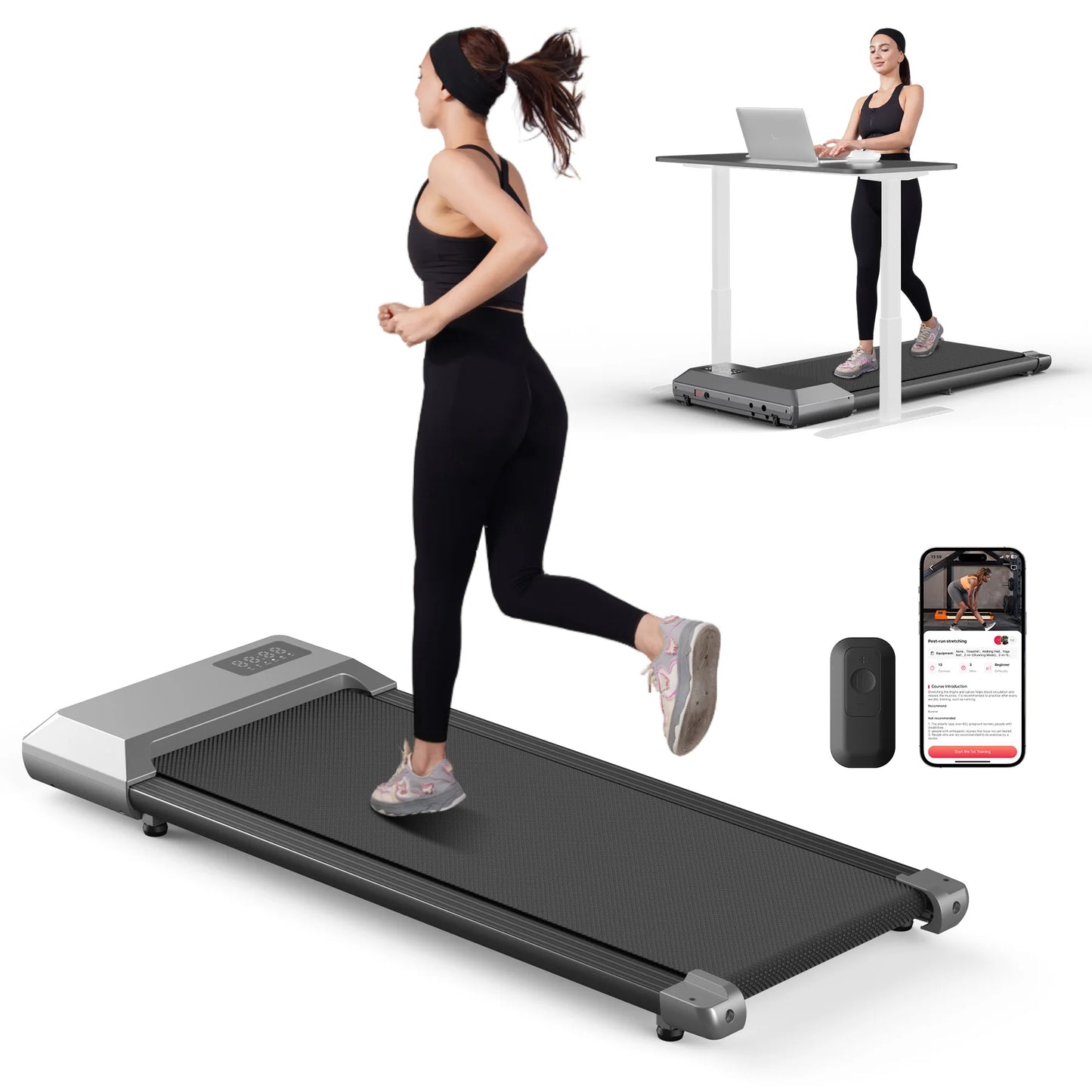 300lbs Capacity Home Treadmill 2.5HP 2 In 1 Walking Running Machine LCD Display