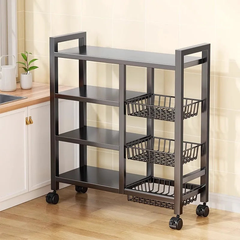 Multifunctional Removable Cabinet Storage Rack 4 Tier Black Metal Organizer