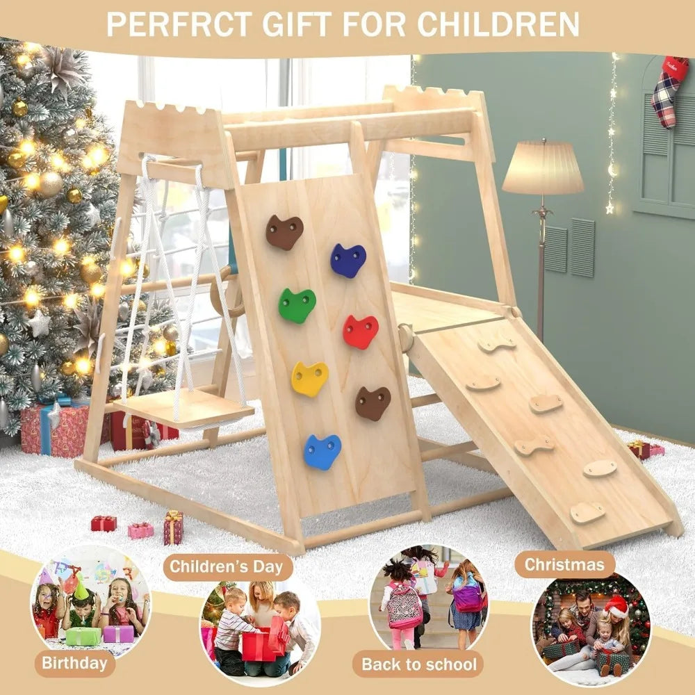 8 In 1 Indoor Toddlers Playground With Swing Slide Monkey Bars Ladder