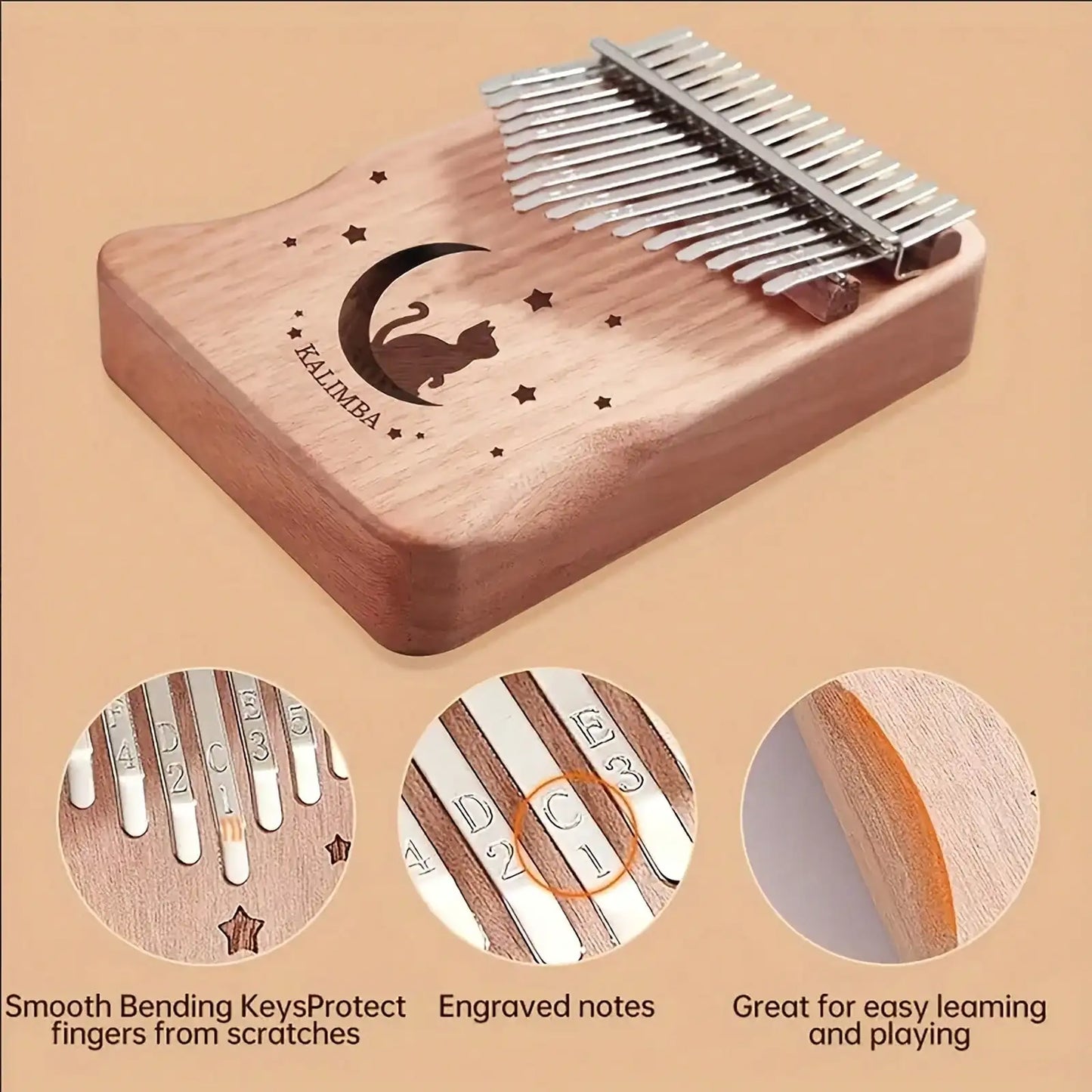 Portable Wooden Kalimba Thumb Piano African Finger Instrument Handmade Music Equipment for Beginners And Experts