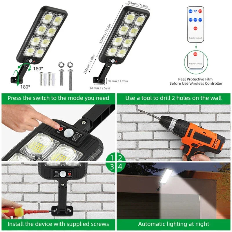 Outdoor Solar Street Light Motion Sensor LED Wall Lamp