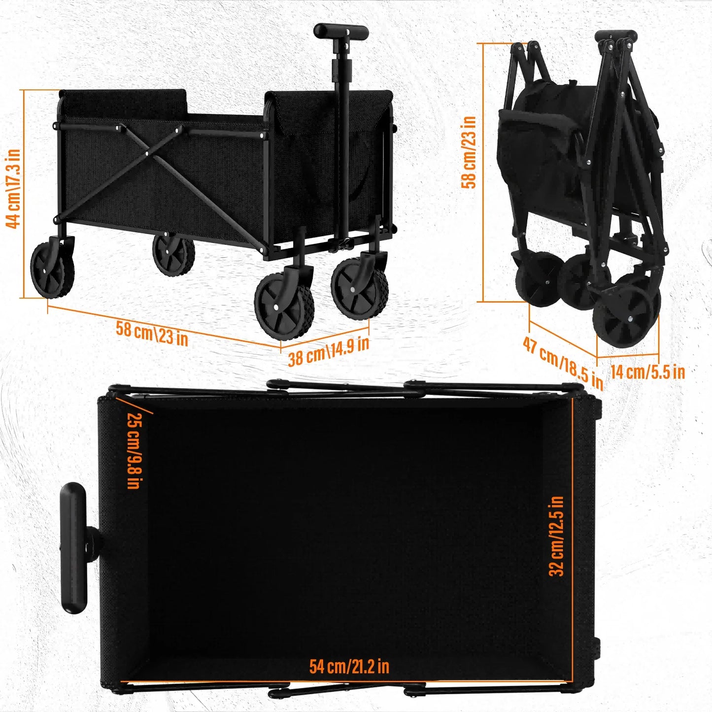Four Wheel Foldable Garden Handcart One Hand Carry Portable