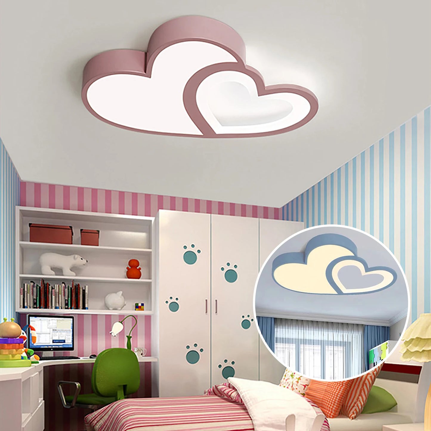 Pink 110V 220V 35W Ceiling Light Baby Room Remote Dimmer