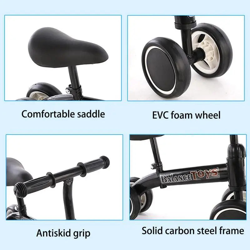 Three Wheel Balance Bike Ride On Toy For Kids Aged 3 To 6 Unisex Without Pedals