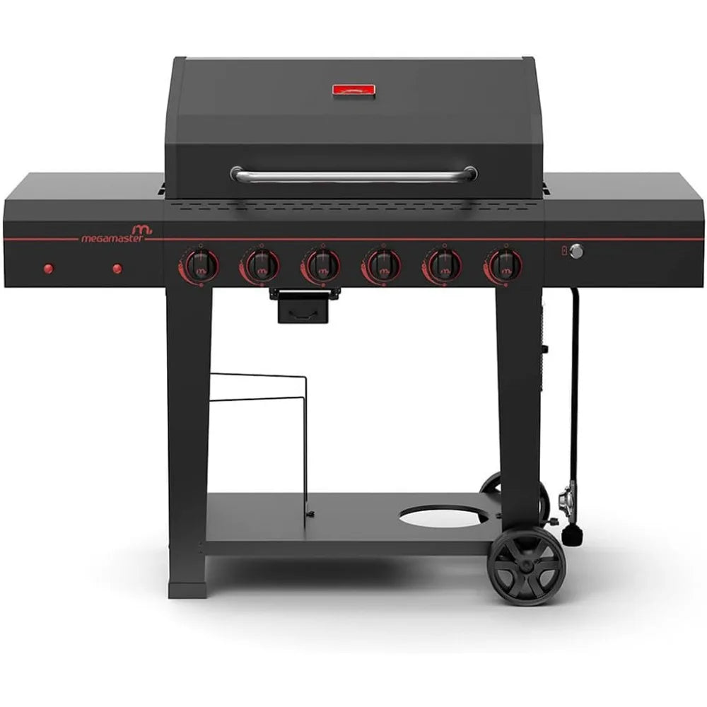 6 Burner Propane Gas Grill With Side Shelves And Hooks