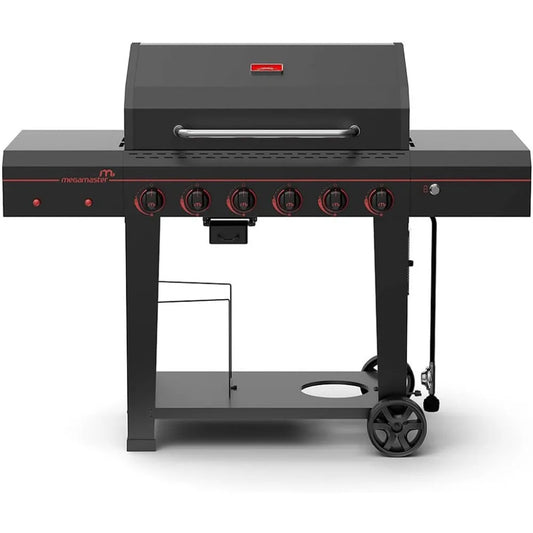 6 Burner Propane Gas Grill With Side Shelves And Hooks