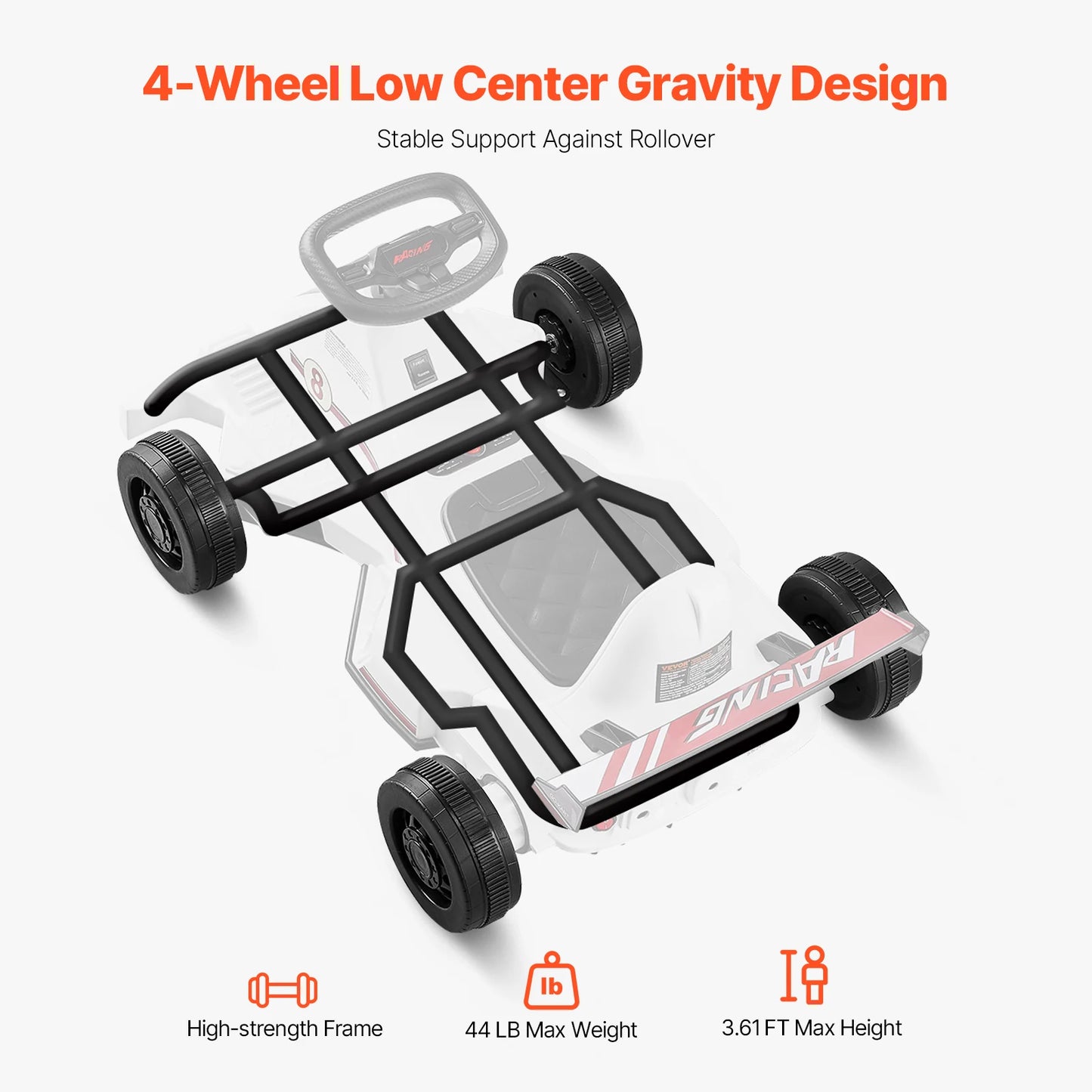 SucceBuy 6V 4.5Ah Electric Pedal Go Kart With LED Headlight And Horn For Kids