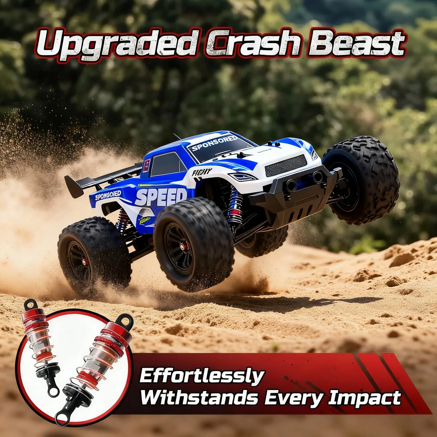 2.4GHz Four Wheel Drive RC Off Road Truck With LED Lights All Terrain Tires