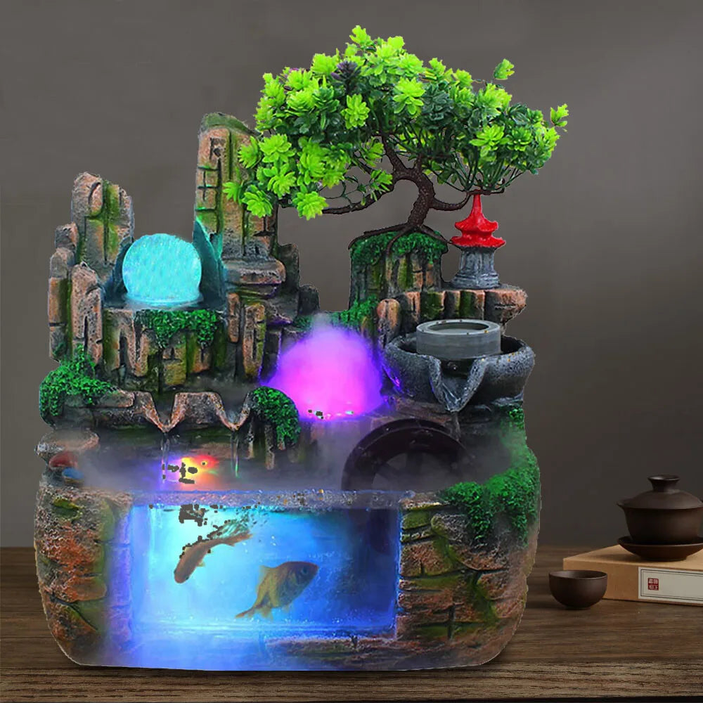 Fountain Rockery Feng Shui Water Sound Fountain Desktop Indoor Waterfall Decor