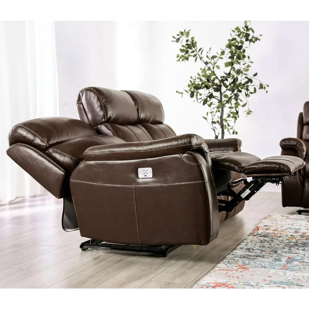 Corrals Top Grain Leather 2-Piece Power Recline Sofa Set with Pillow Top Arms, Cup Holders for Living Room