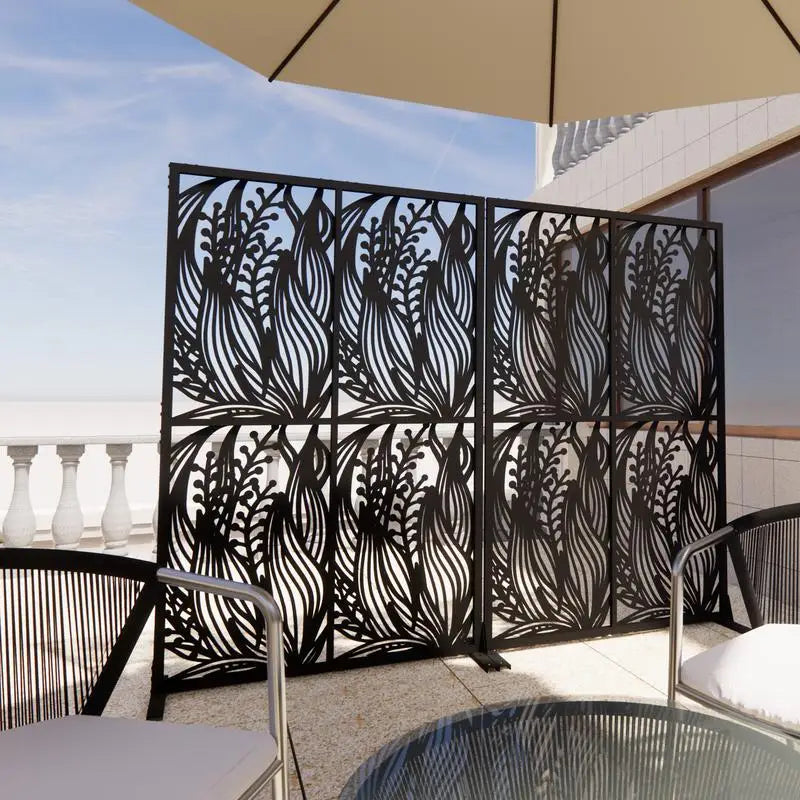 Metal Privacy Screen 3.8ft x 6ft Outdoor Indoor Divider Freestanding Decorative Panel for Balcony Patio Garden Room Divider