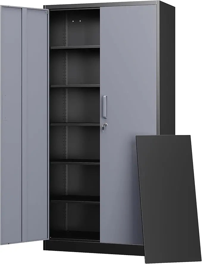 Metal Garage Storage Cabinets With Lock Door And Adjustable Shelves For Home