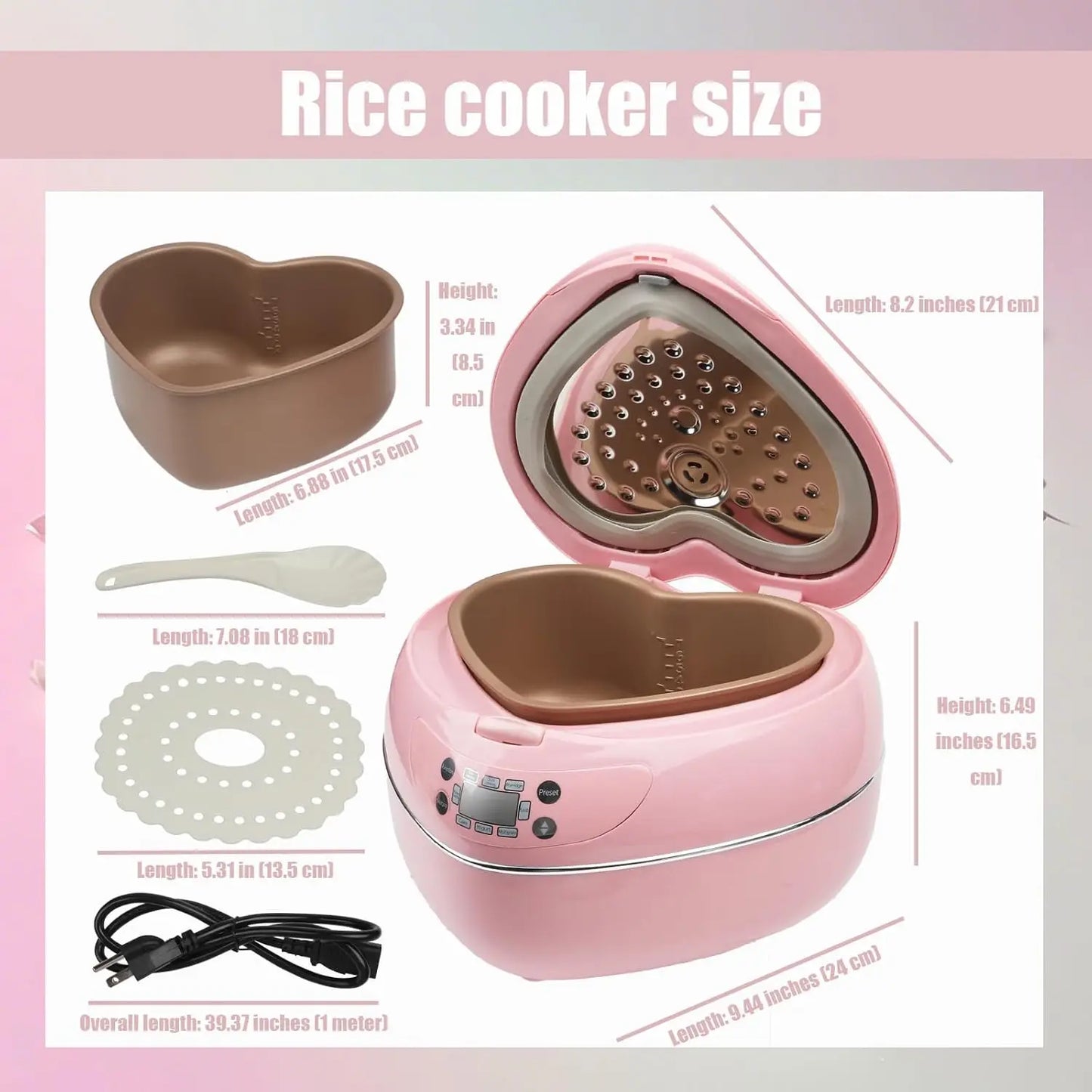 Pink Smart Rice Cooker 8 Cup With Delay Timer Thermostat