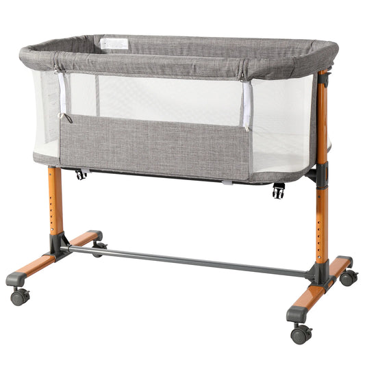 Iron pipe + plastic 150D encrypted cationic fabric gray baby cradle bed