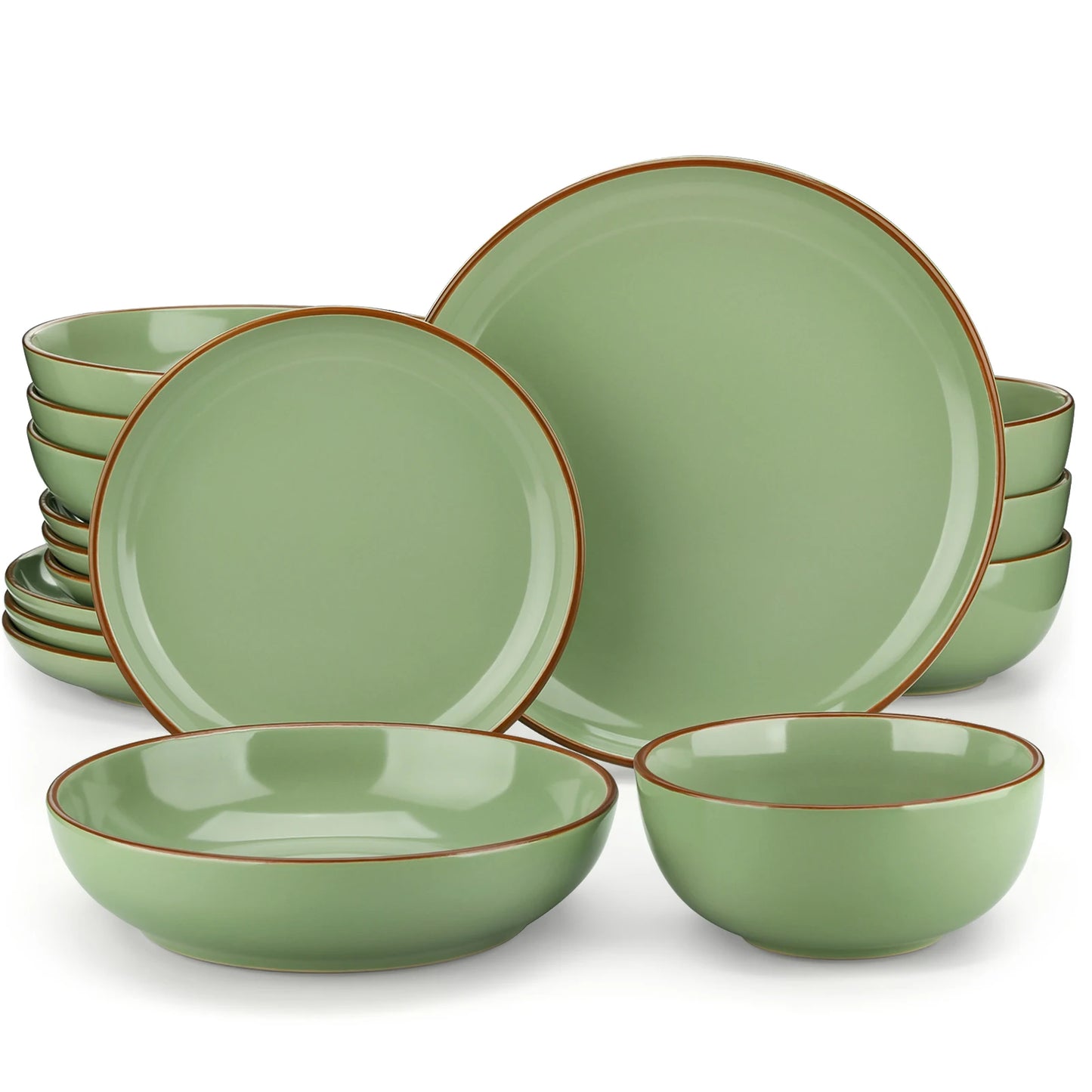 VANCASSO NYMPH 16/32 Piece Ceramic Glaze Tableware Set with Dinner/Dessert/Soup Plate/Bowl  For 4/8 Person 4 Color Optional