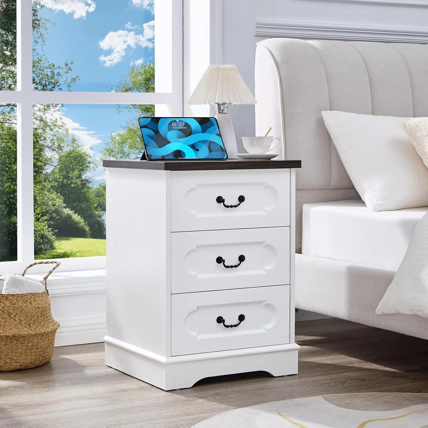 Farmhouse Cherry Wood Chest of Drawers for Bedroom Rustic Wide