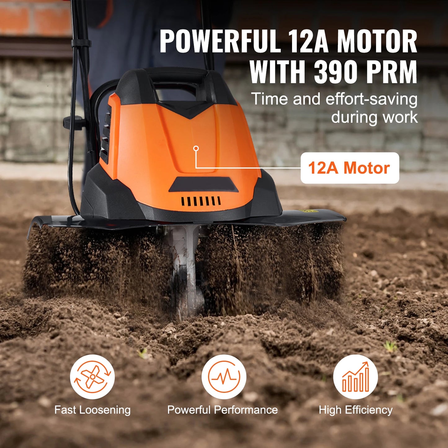 SucceBuy 12 Amp Electric Tiller Corded 18 Inch 3.94in